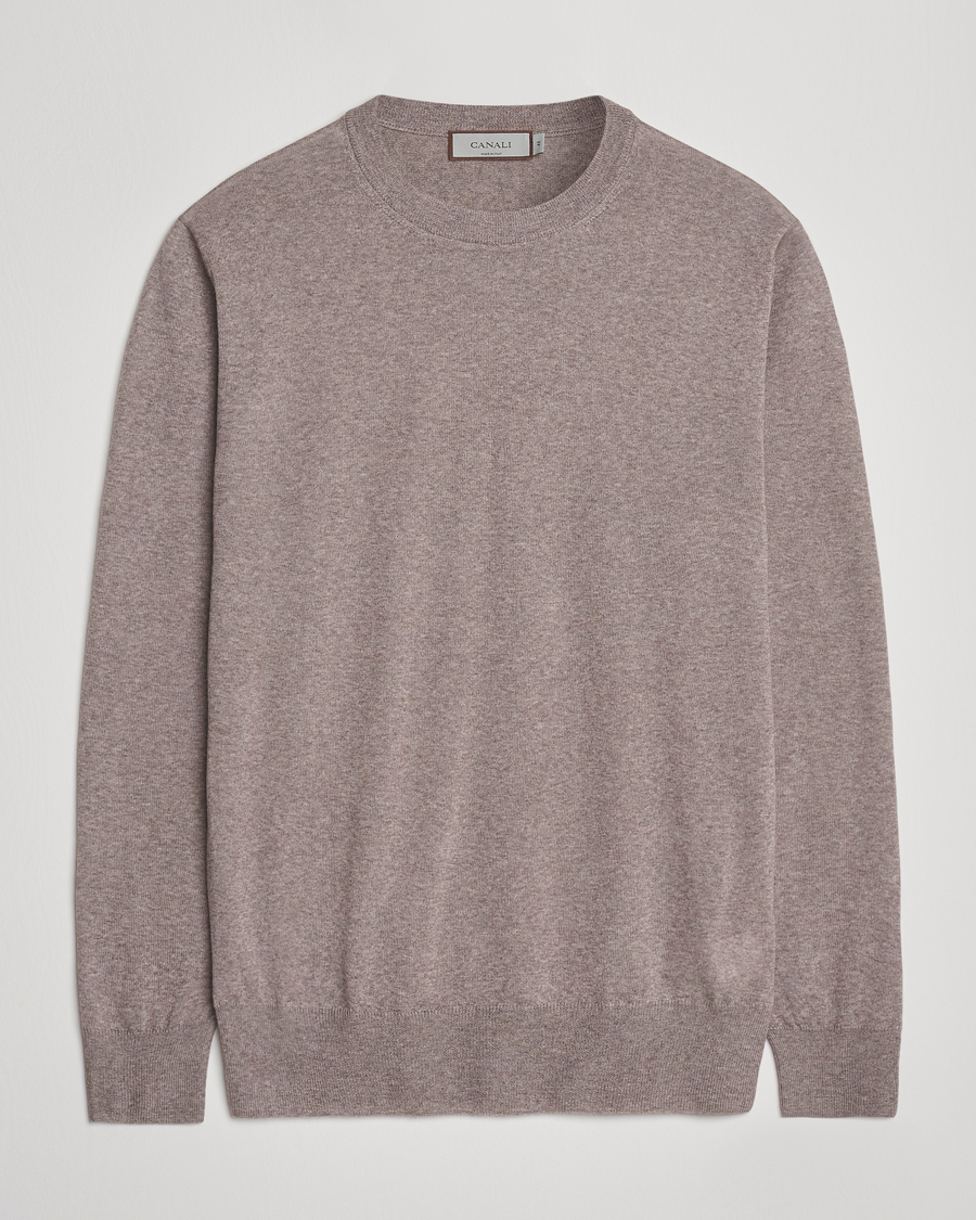 Mies | Puserot | Canali | Merino Wool Crew Neck Beige