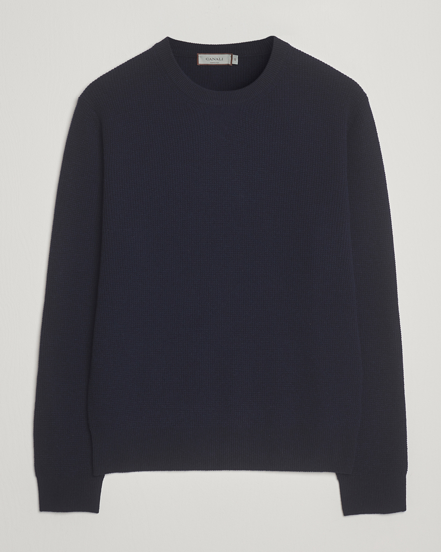 Mies | Puserot | Canali | Wool/Cashmere Crew Neck Navy