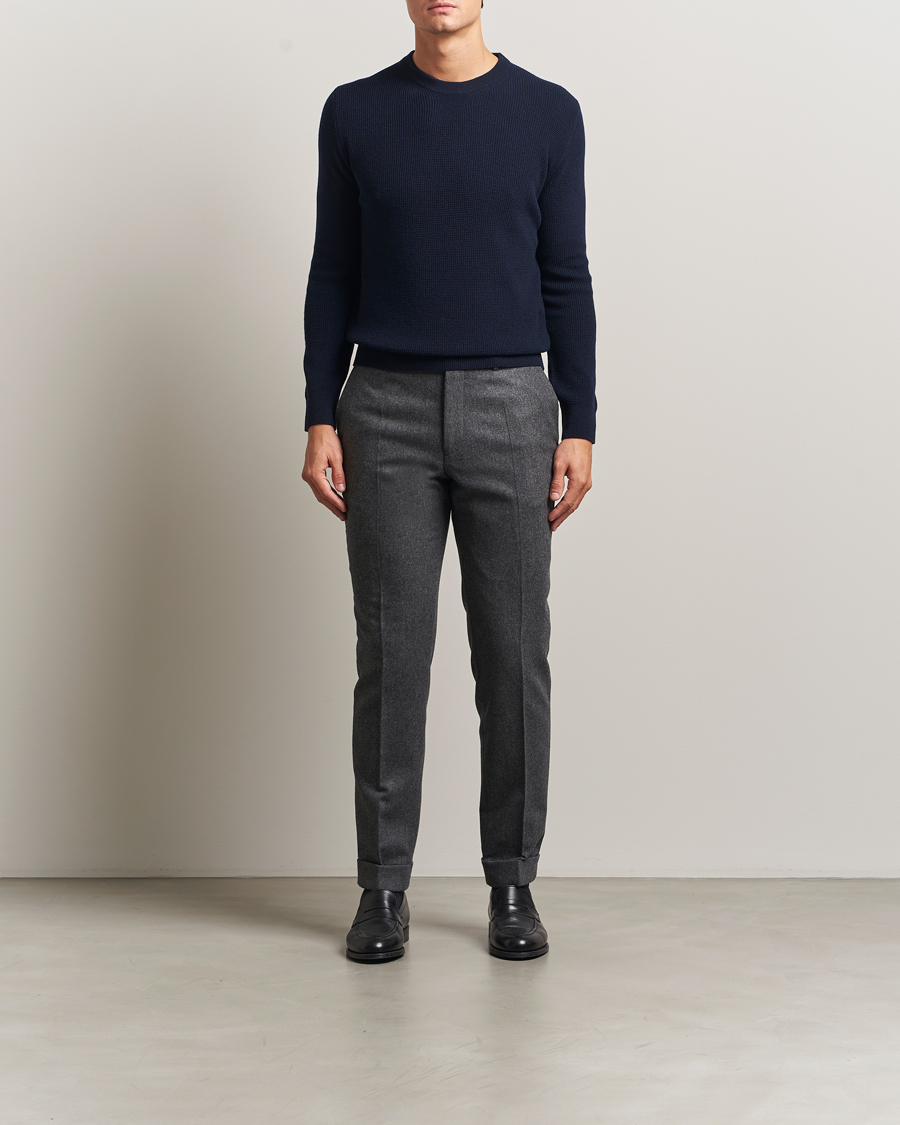 Mies | Puserot | Canali | Wool/Cashmere Crew Neck Navy