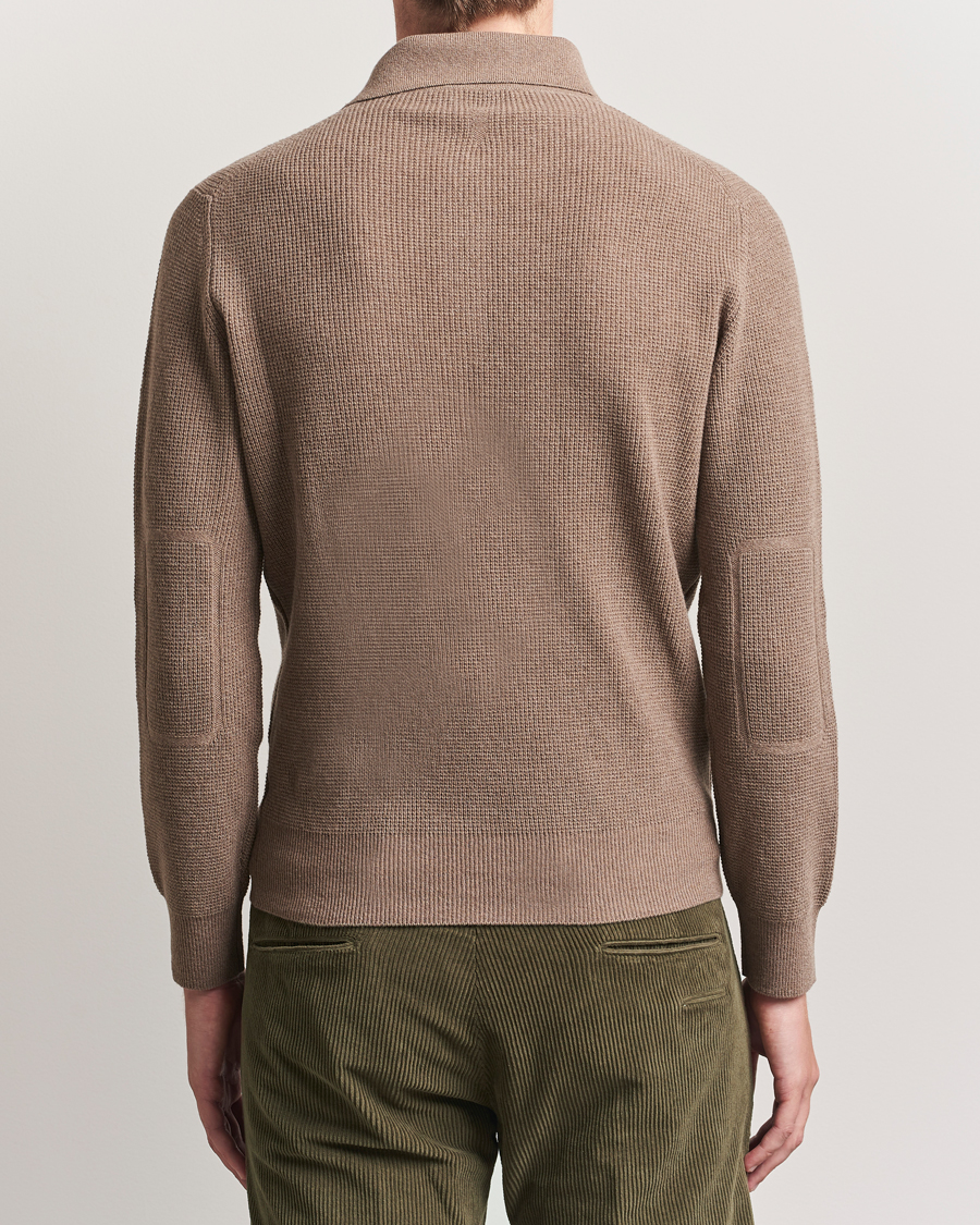 Mies | Puserot | Canali | Wool/Cashmere Long Sleeve Polo Brown