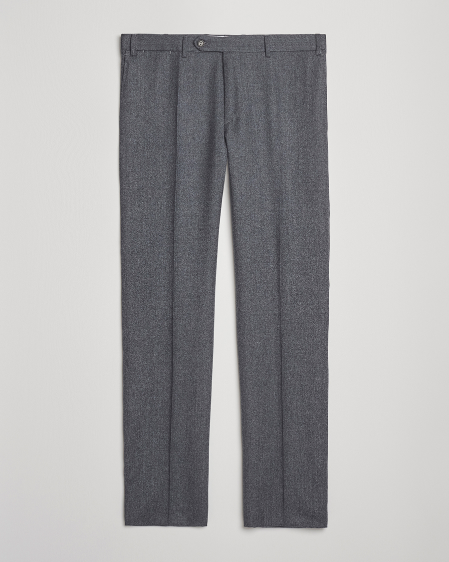 Mies | Housut | Canali | Slim Fit Flannel Trousers Grey Melange