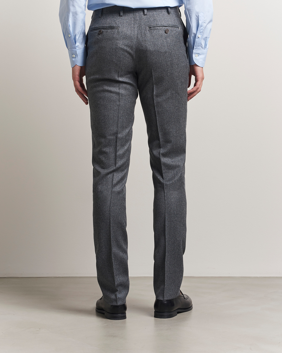 Mies | Housut | Canali | Slim Fit Flannel Trousers Grey Melange