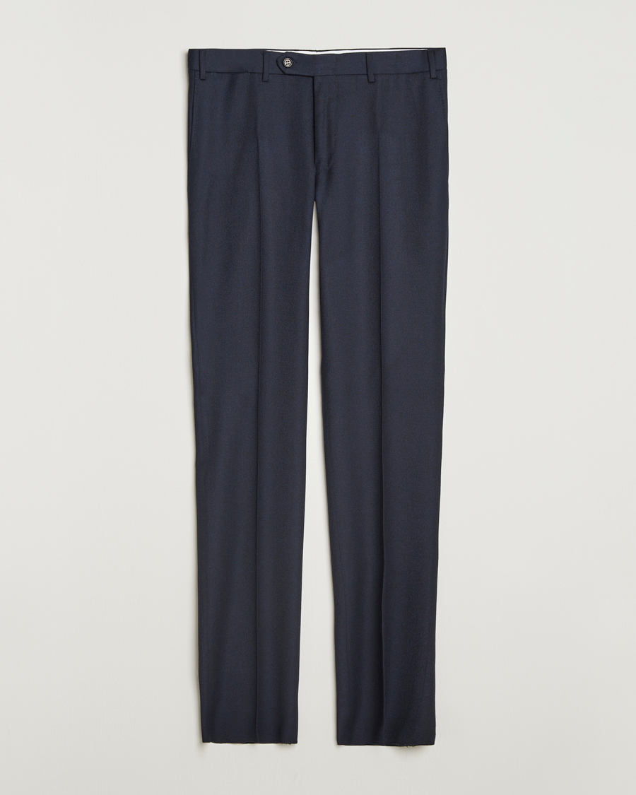 Mies | Housut | Canali | Slim Fit Flannel Trousers Navy