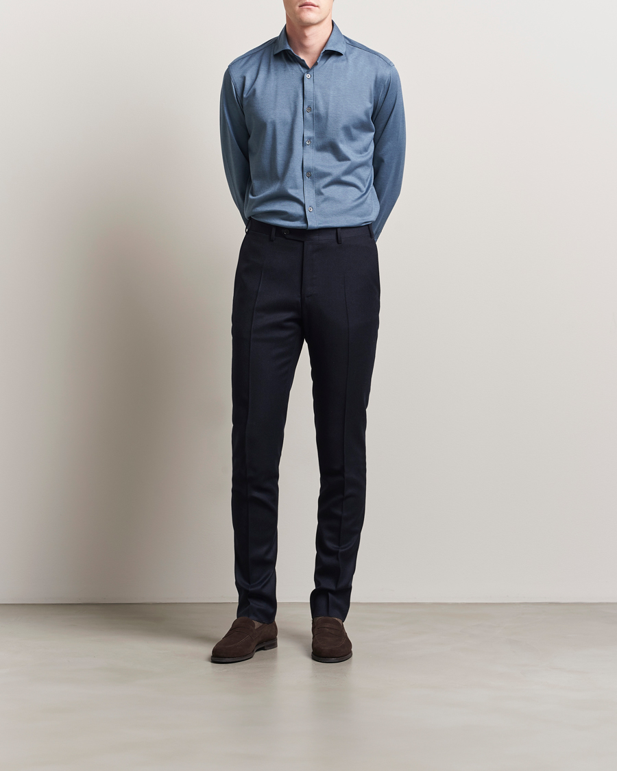 Mies | Housut | Canali | Slim Fit Flannel Trousers Navy