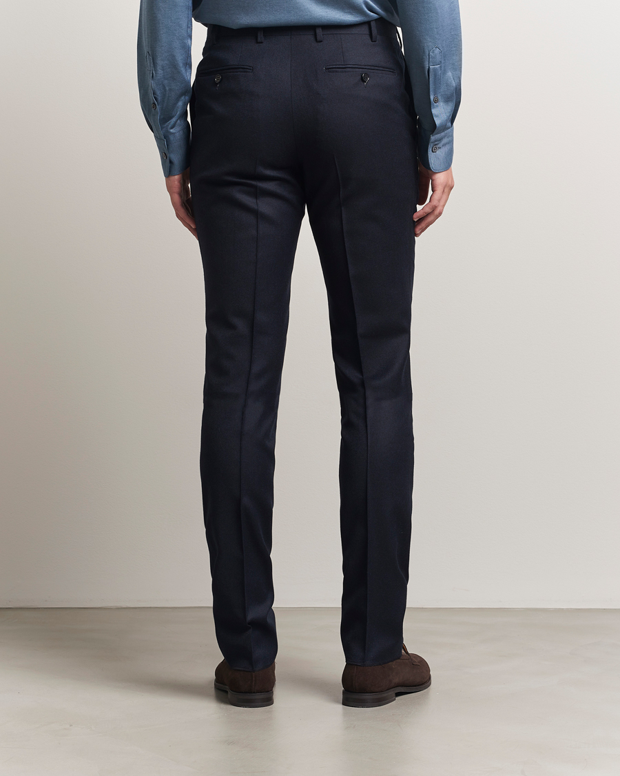 Mies | Housut | Canali | Slim Fit Flannel Trousers Navy