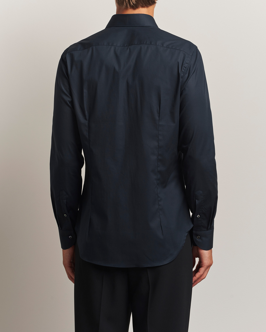Mies | Kauluspaidat | Canali | Slim Fit Cotton/Stretch Shirt Navy