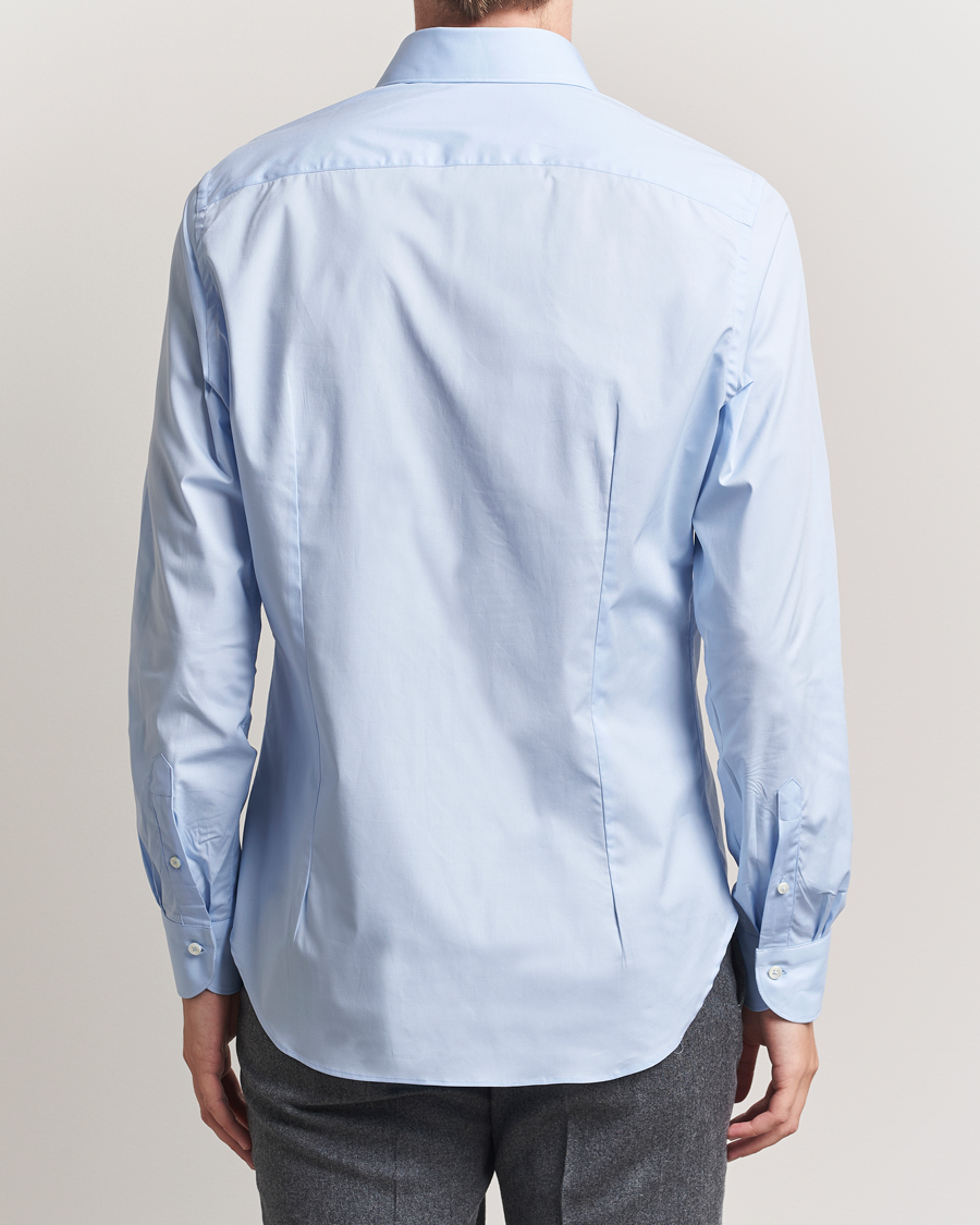 Mies | Kauluspaidat | Canali | Slim Fit Cotton/Stretch Shirt Light Blue