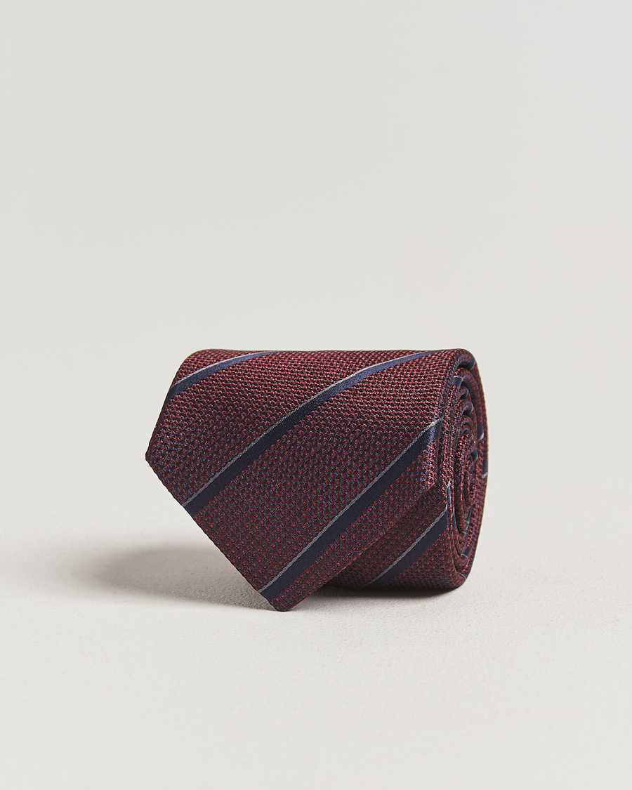 Mies | Canali Regimental Stripe Silk Tie Burgundy/Navy | Canali | Regimental Stripe Silk Tie Burgundy/Navy