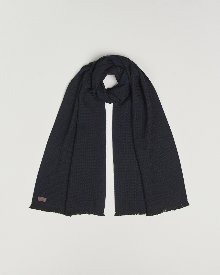 Mies | Solmiot | Canali | Jacquard Wool Scarf Navy