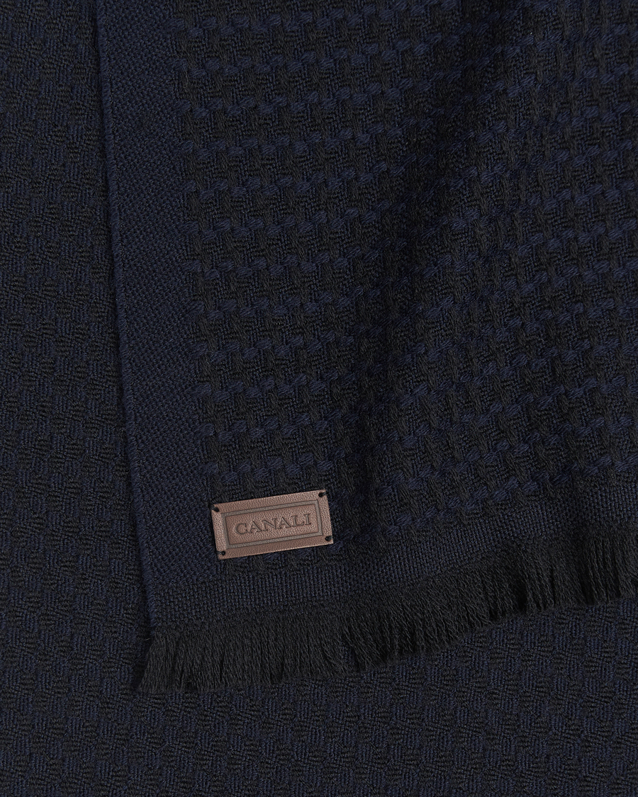 Mies | Solmiot | Canali | Jacquard Wool Scarf Navy