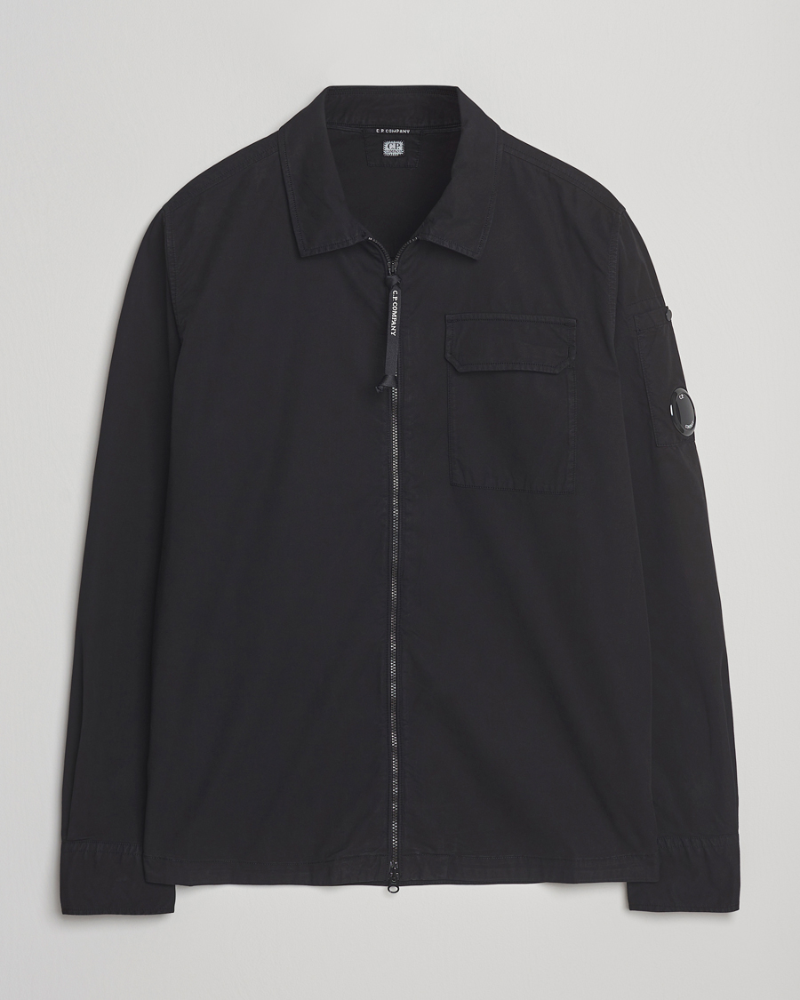 Mies | Kauluspaidat | C.P. Company | Organic Cotton Gabardine Zip Overshirt Black