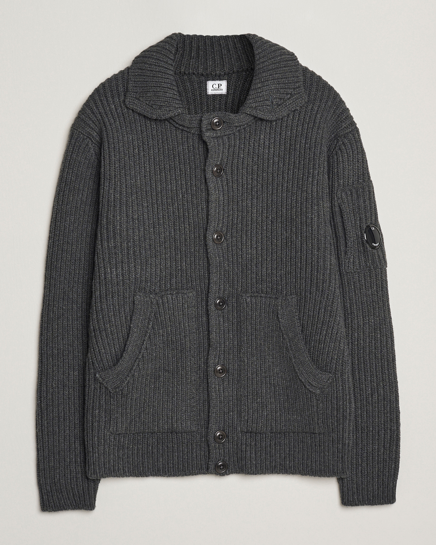Mies | Puserot | C.P. Company | Heavy Lambswool Cardigan Dark Grey