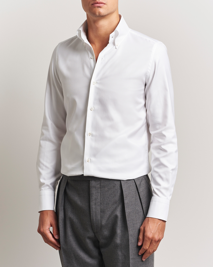 Mies | Kauluspaidat | Finamore Napoli | Milano Slim Oxford Button Down Shirt White