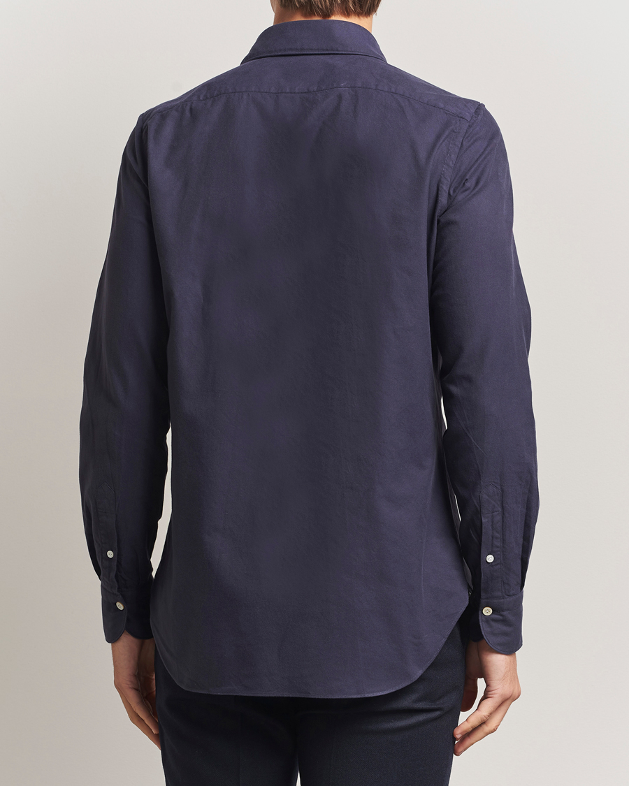 Mies | Kauluspaidat | Finamore Napoli | Gaeta Flannel Sport Shirt Navy