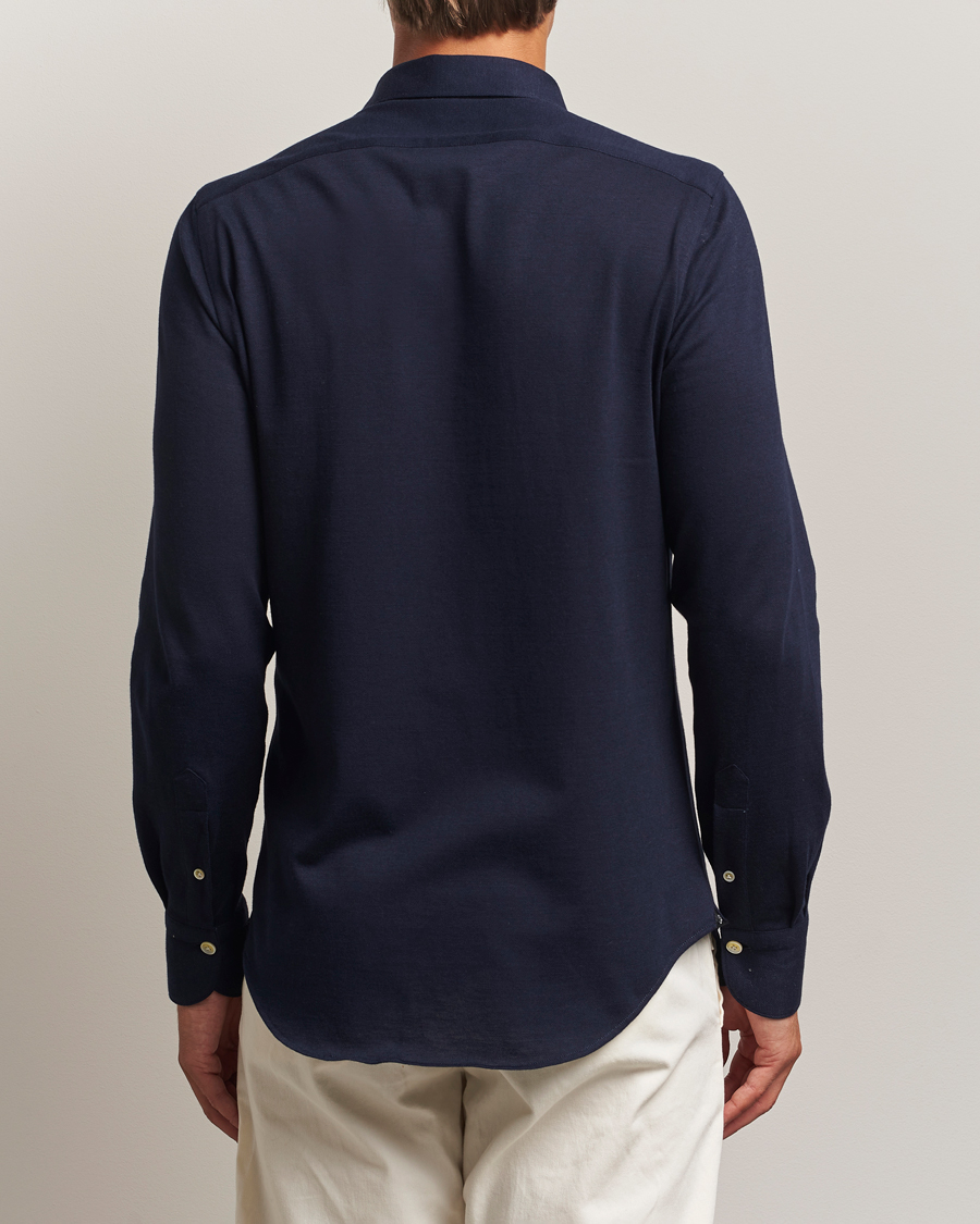 Mies | Pikeet | Finamore Napoli | Cotton/Cashmere Jersey Polo Navy