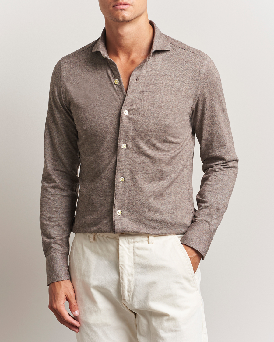Mies | Pikeet | Finamore Napoli | Cotton/Cashmere Jersey Polo Beige