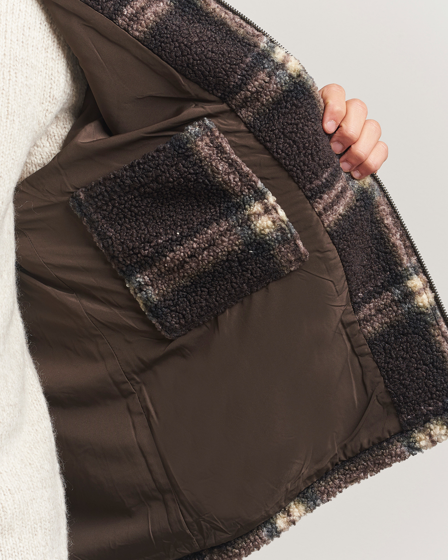 Mies | Puserot | Forét | Cabin Check Zip Fleece Brown