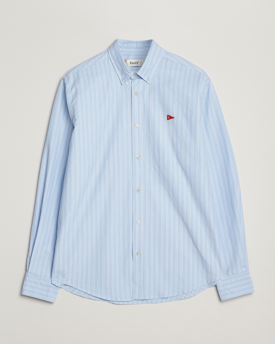 Mies | Kauluspaidat | Forét | Flag Regular Fit Oxford Shirt Light Blue Stripe