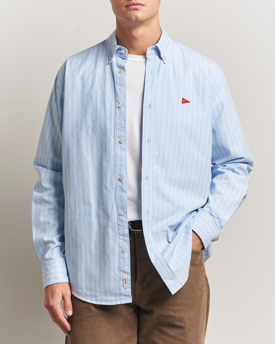 Mies | Kauluspaidat | Forét | Flag Regular Fit Oxford Shirt Light Blue Stripe