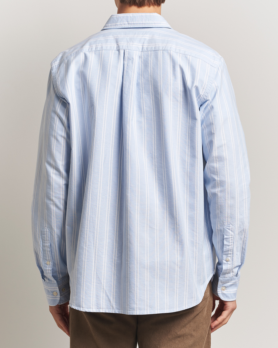 Mies | Kauluspaidat | Forét | Juno Embroidered Oxford Shirt Light Blue Stripe