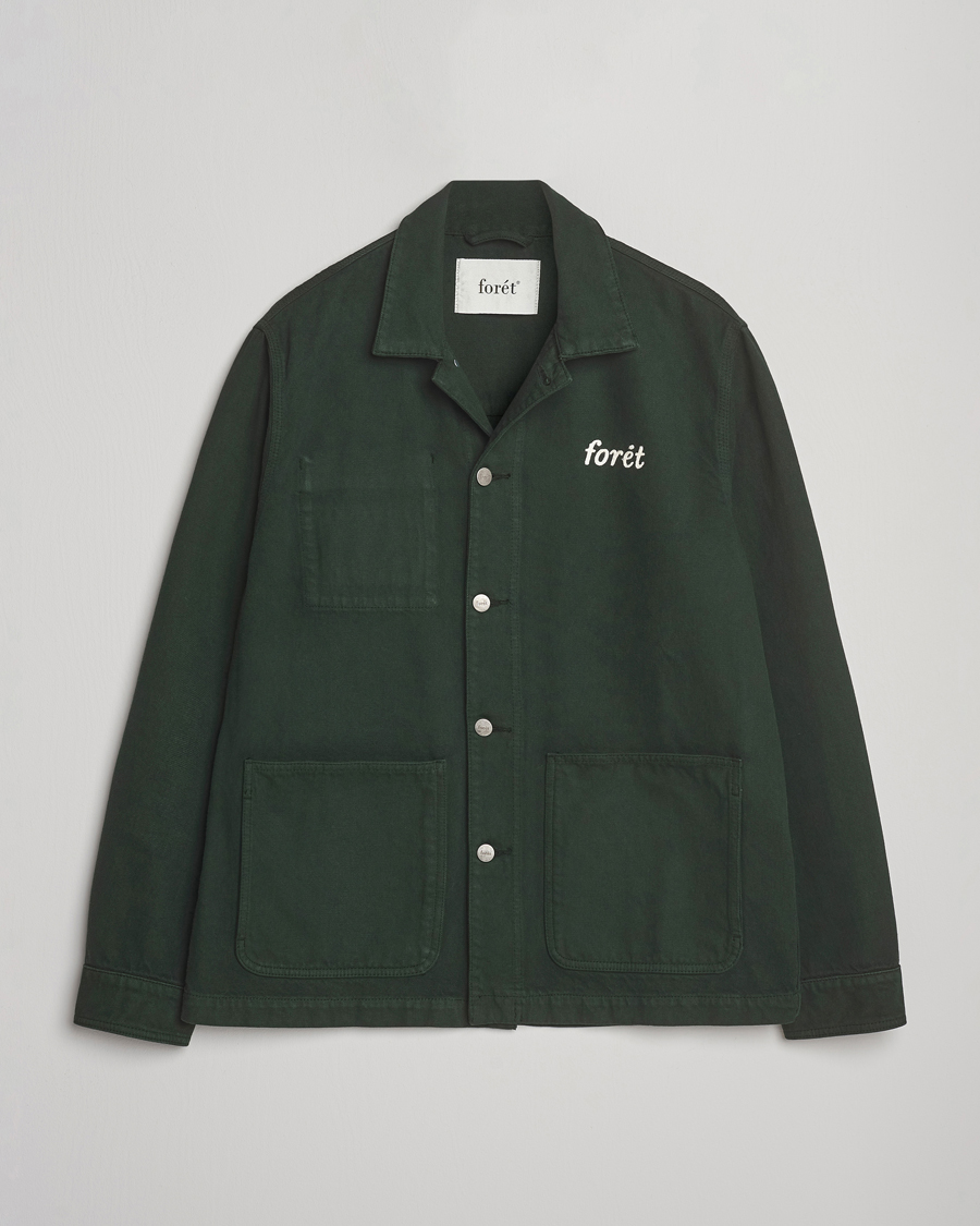 Mies | Kauluspaidat | Forét | Wood Twill Overshirt Dark Green