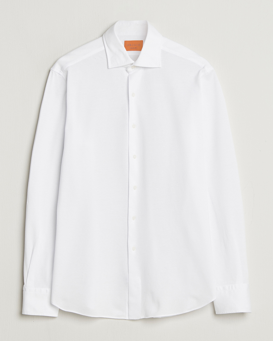Mies | Kauluspaidat | Grigio | Cotton Jersey Shirt White