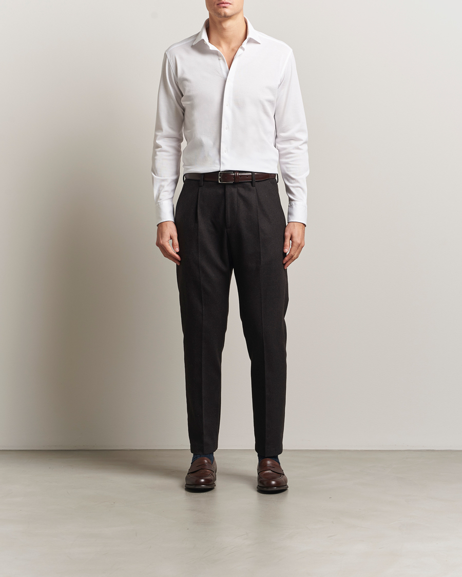 Mies | Kauluspaidat | Grigio | Cotton Jersey Shirt White