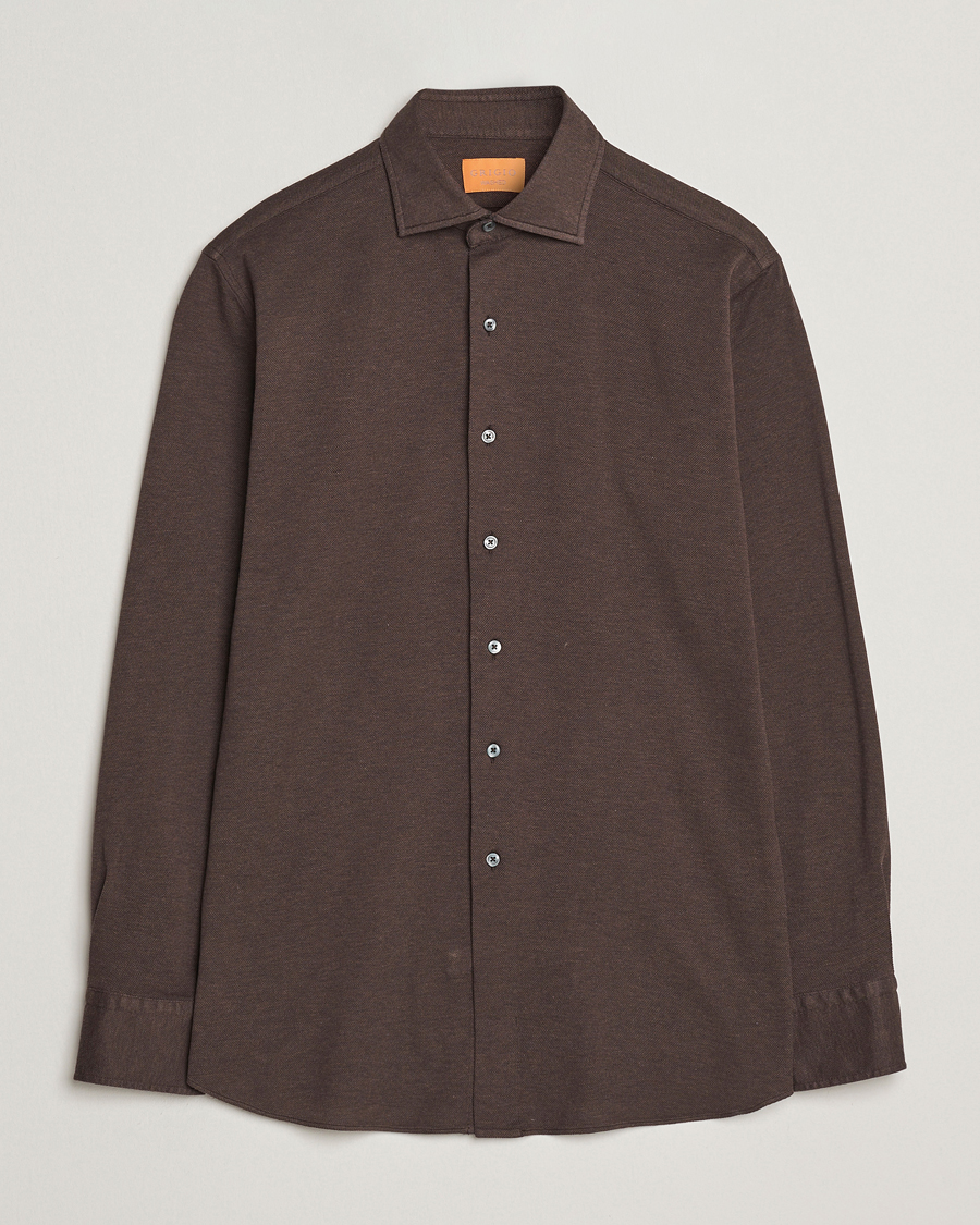 Mies | Kauluspaidat | Grigio | Cotton Jersey Shirt Dark Brown