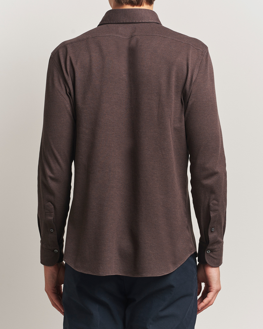 Mies | Kauluspaidat | Grigio | Cotton Jersey Shirt Dark Brown
