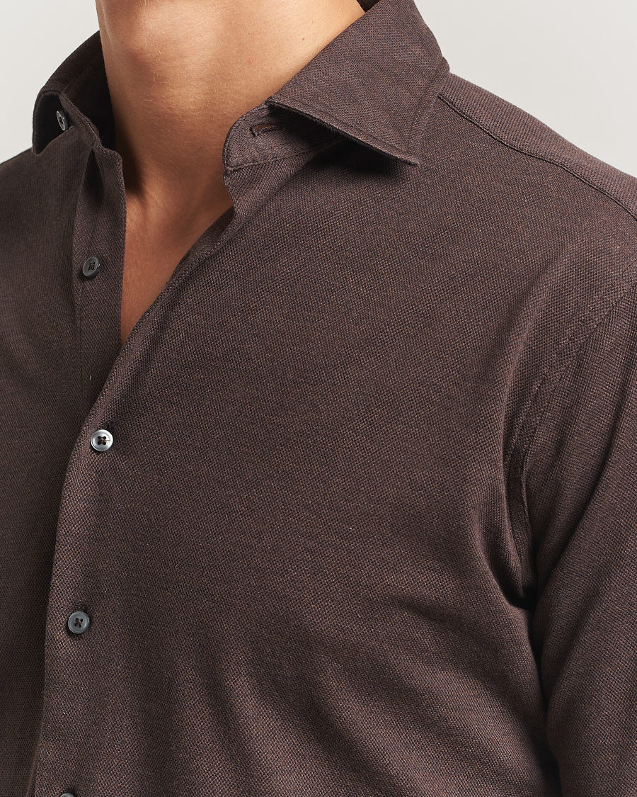 Mies | Kauluspaidat | Grigio | Cotton Jersey Shirt Dark Brown