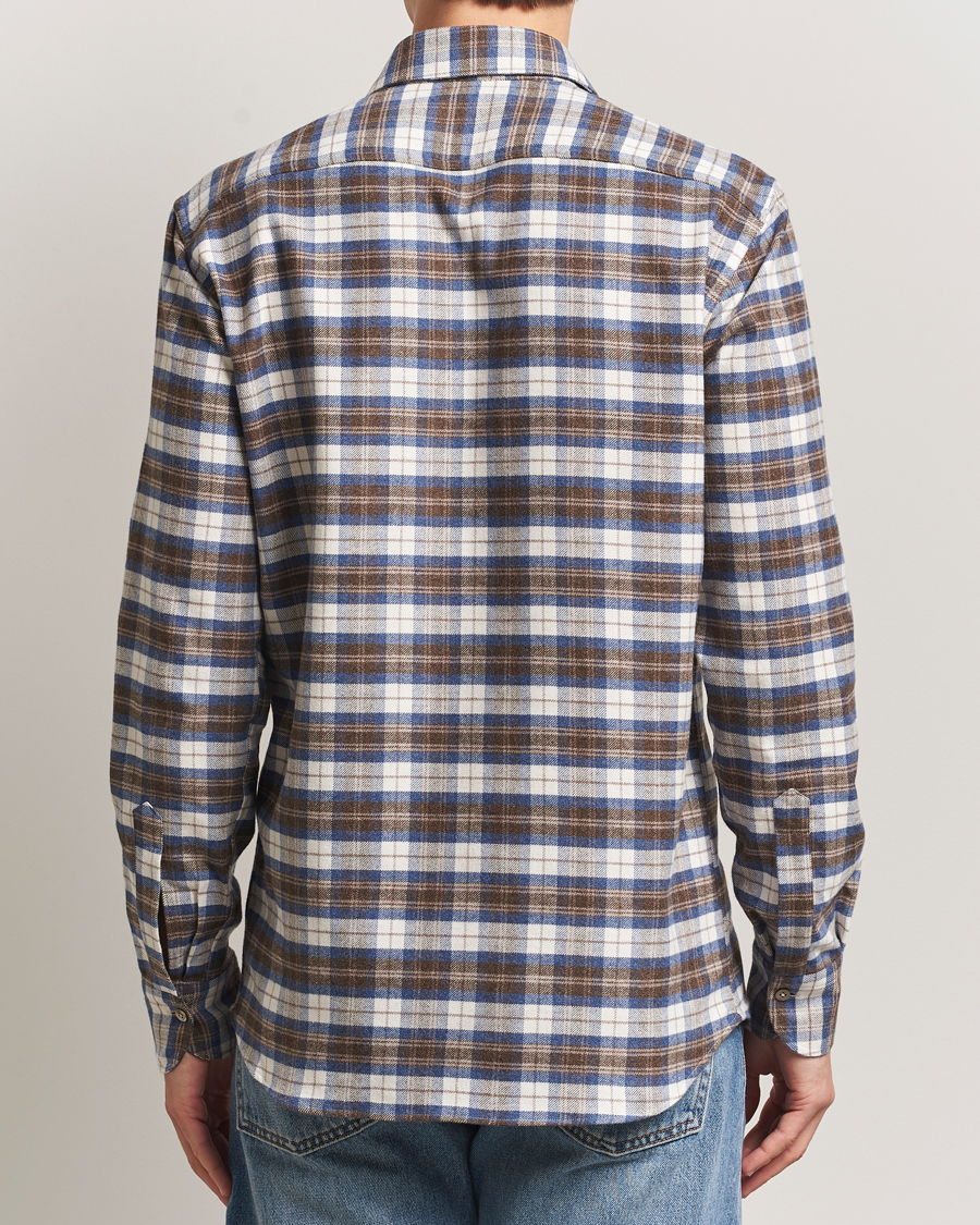 Mies | Kauluspaidat | Grigio | Heavy Flannel Overshirt Blue/Beige Check