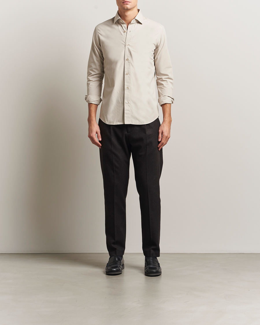 Mies | Kauluspaidat | Grigio | Cotton Twill Shirt Beige