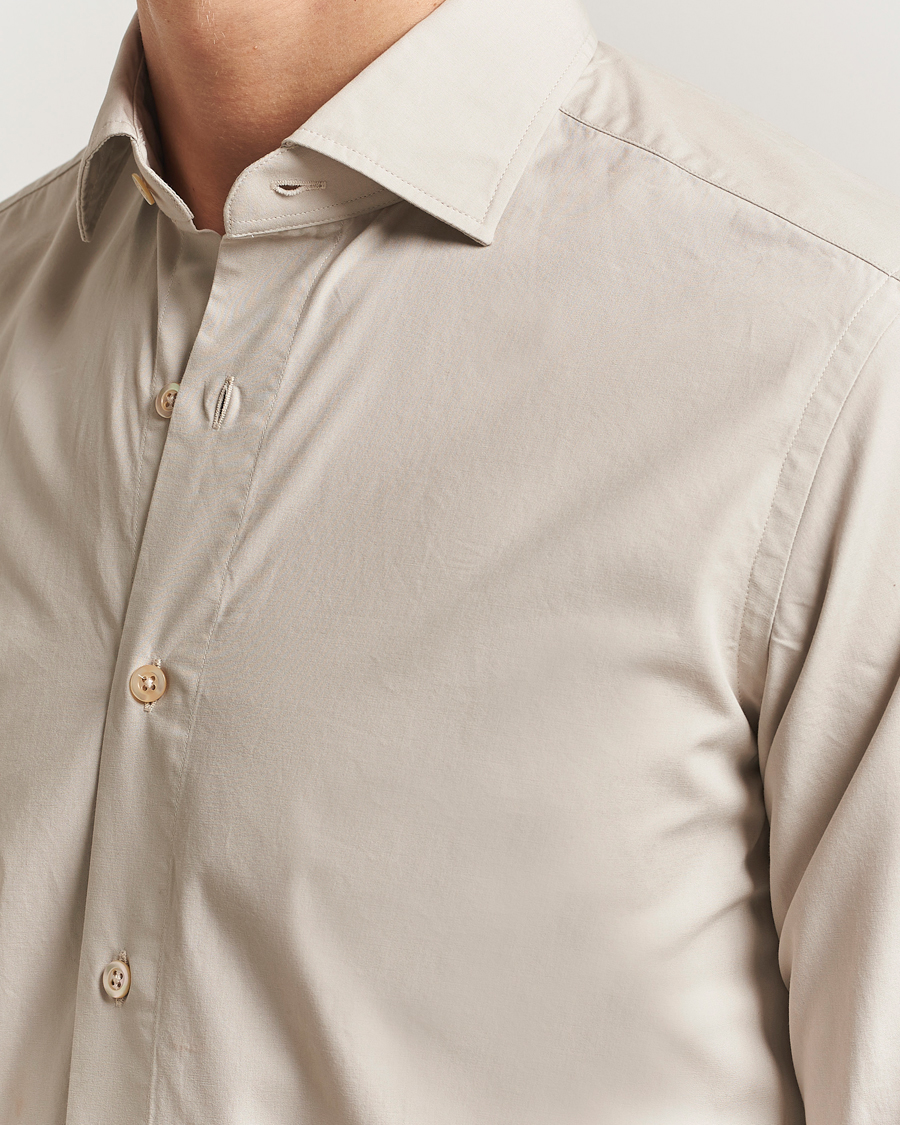 Mies | Kauluspaidat | Grigio | Cotton Twill Shirt Beige