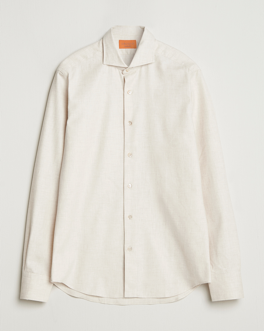 Mies | Kauluspaidat | Grigio | Washed Flannel Shirt Light Beige