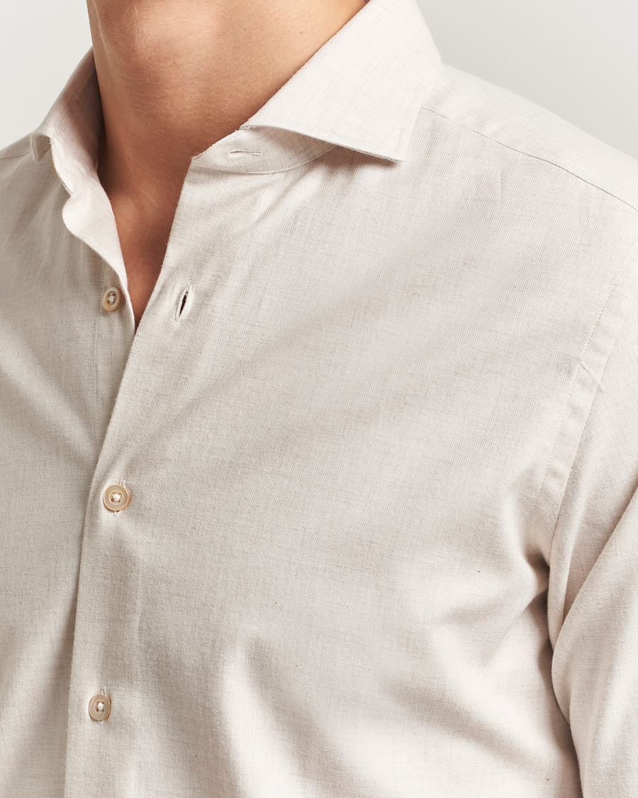 Mies | Kauluspaidat | Grigio | Washed Flannel Shirt Light Beige