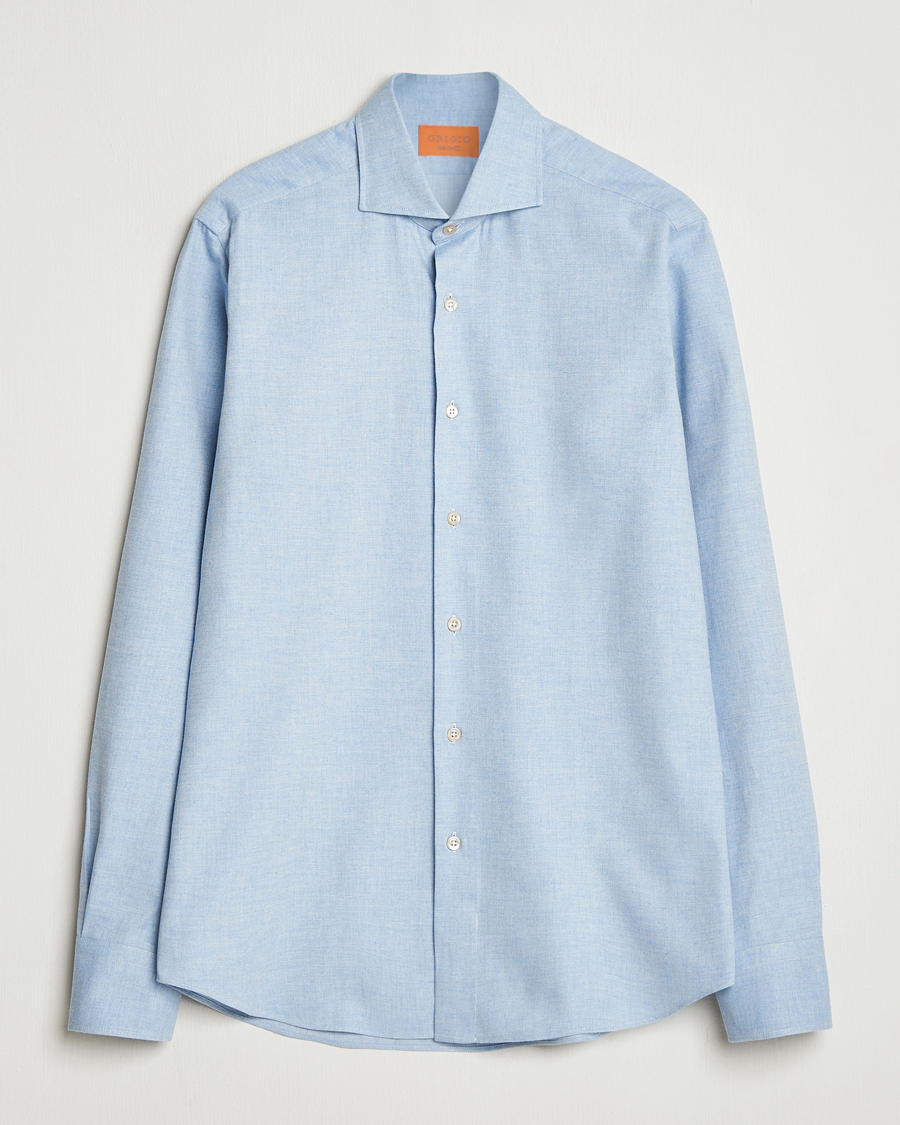 Mies | Kauluspaidat | Grigio | Washed Flannel Shirt Light Blue