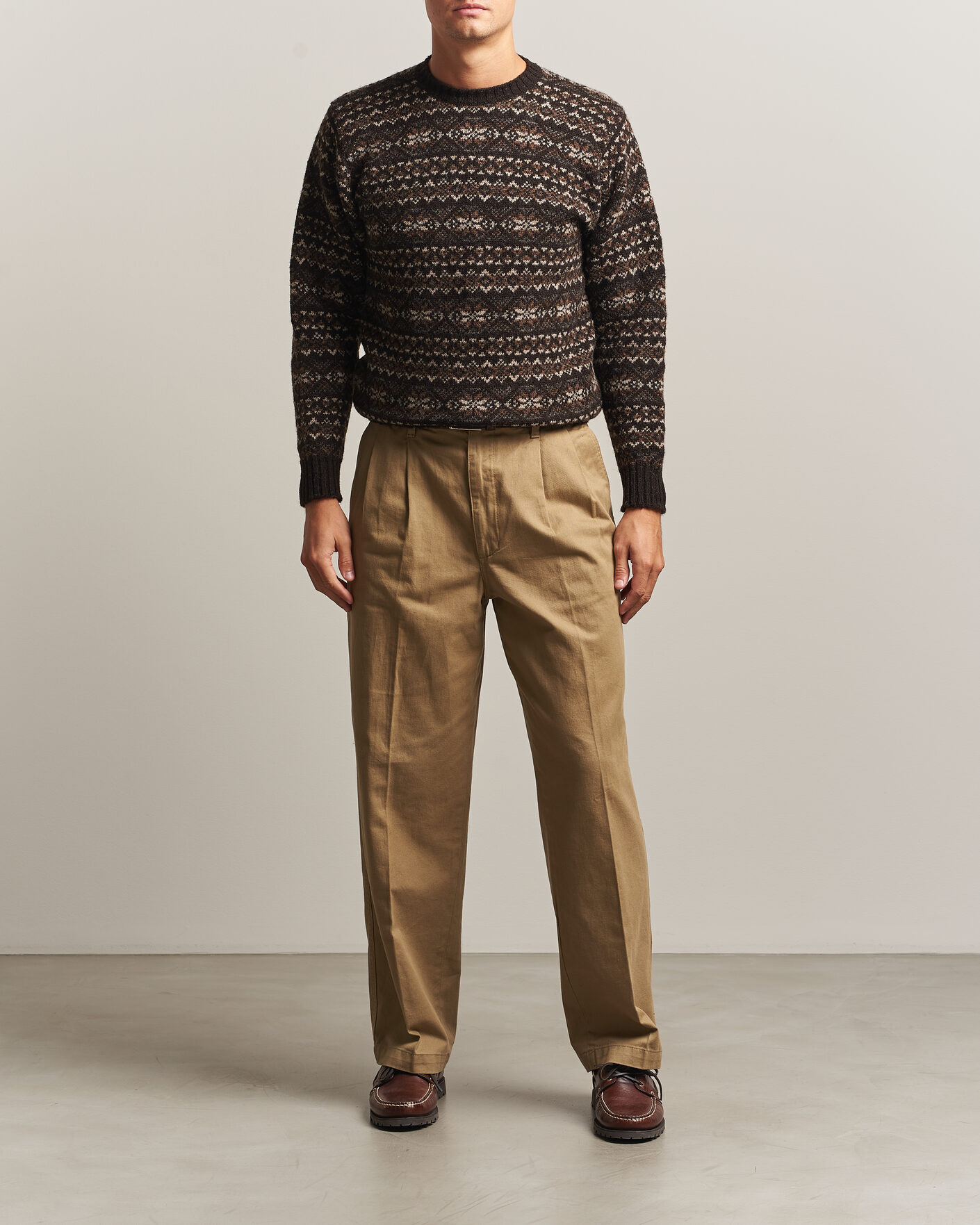 Mies | Puserot | Jamieson's of Shetland | Jamiesons Of Shetland All Over Fair Isle Pullover Crew Neck Dark Brown
