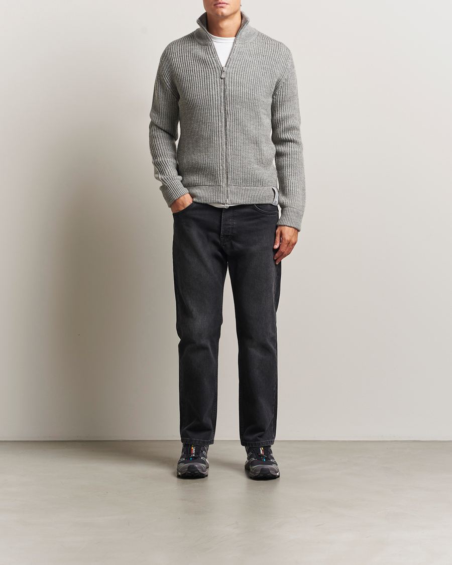 Mies | Puserot | Sail Racing | Ridge Wool Heavy Knitted Full Zip Grey Melange