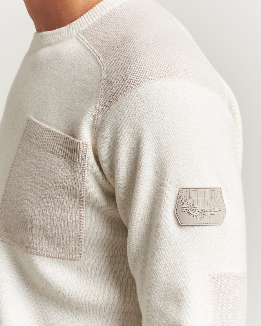 Mies | Puserot | Sail Racing | Spine Wool/Cashmere Knitted Crew Neck Off White