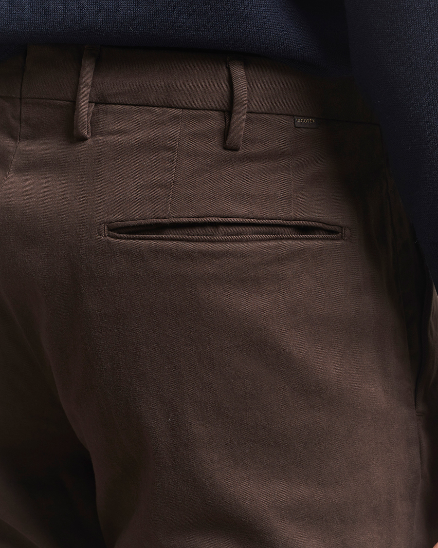 Mies | Housut | Incotex | Slim Fit Cotton Stretch Chinos Dark Brown