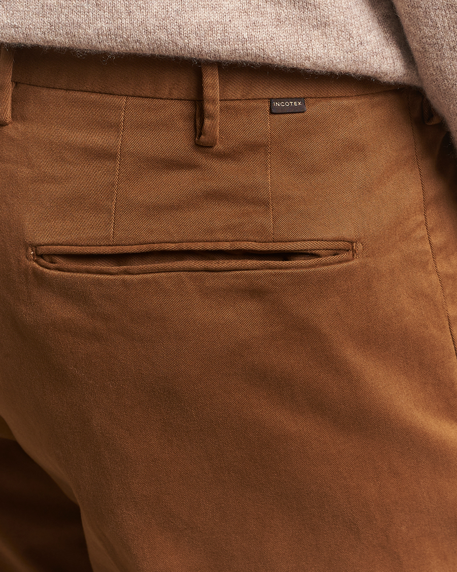 Mies | Housut | Incotex | Slim Fit Cotton Stretch Chinos Brown