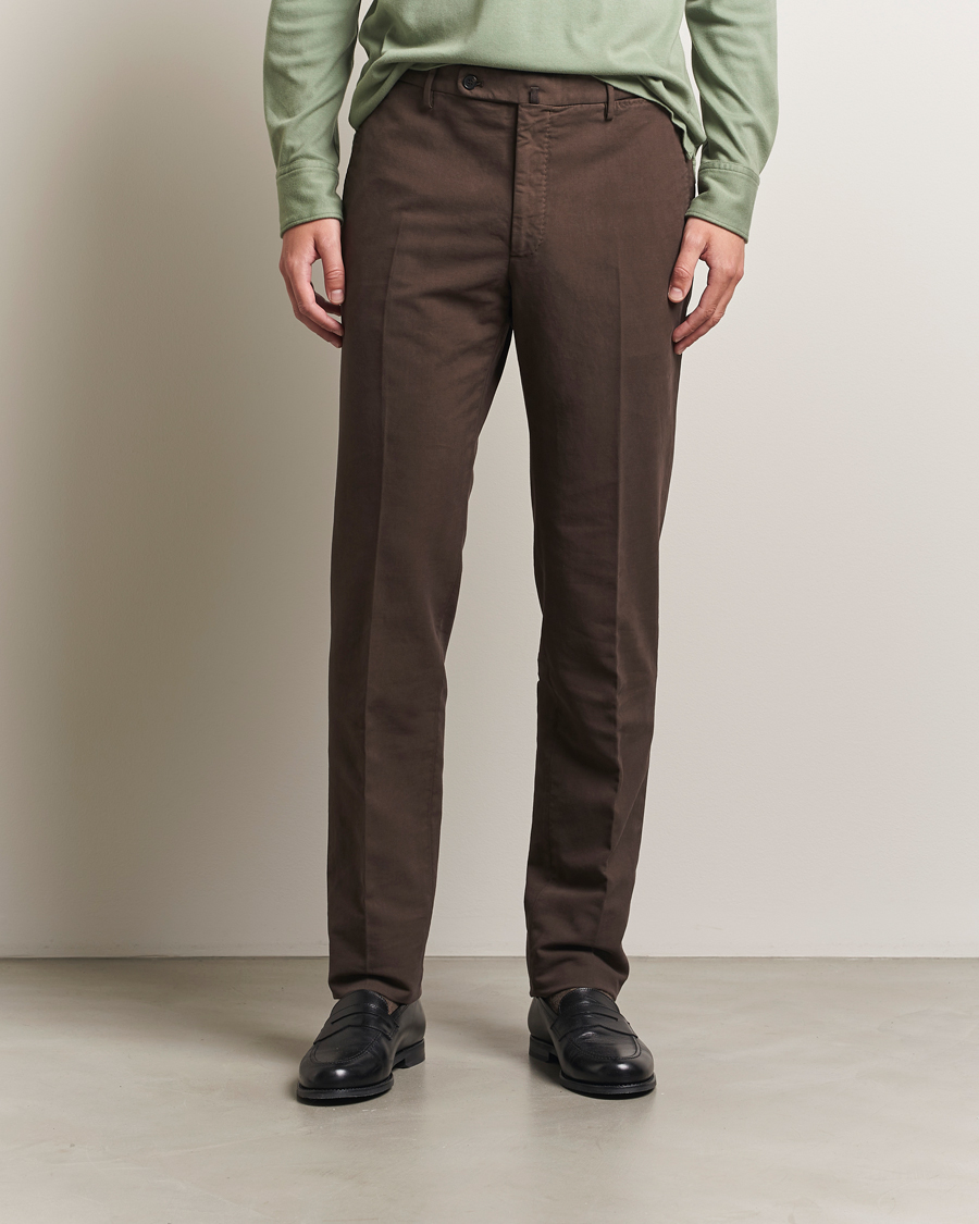 Mies | Housut | Incotex | Regular Fit Cotton Stretch Chinos Dark Brown