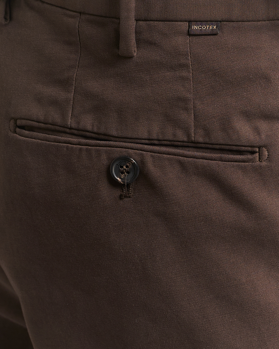 Mies | Housut | Incotex | Regular Fit Cotton Stretch Chinos Dark Brown