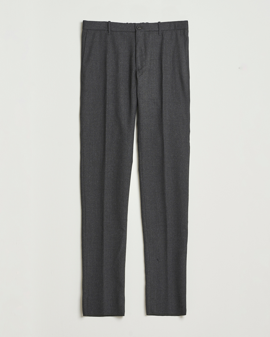 Mies | Housut | Incotex | Slim Fit Washable Flannel Trousers Charcoal