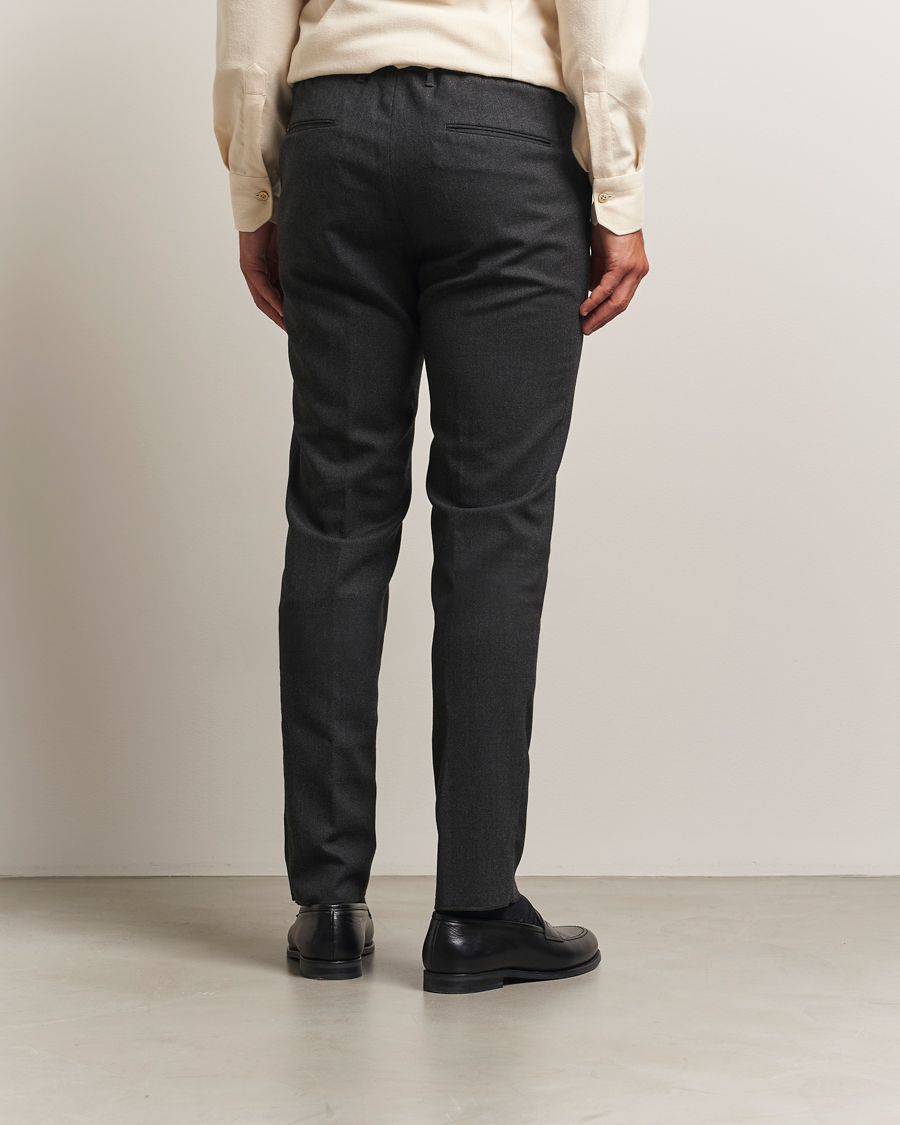 Mies | Housut | Incotex | Slim Fit Washable Flannel Trousers Charcoal