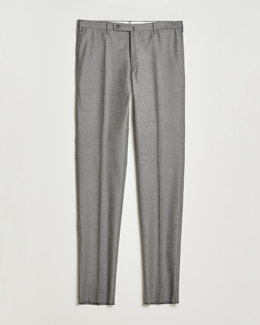 Mies | Housut | Incotex | Regular Fit Worsted Flannel Trousers Light Grey