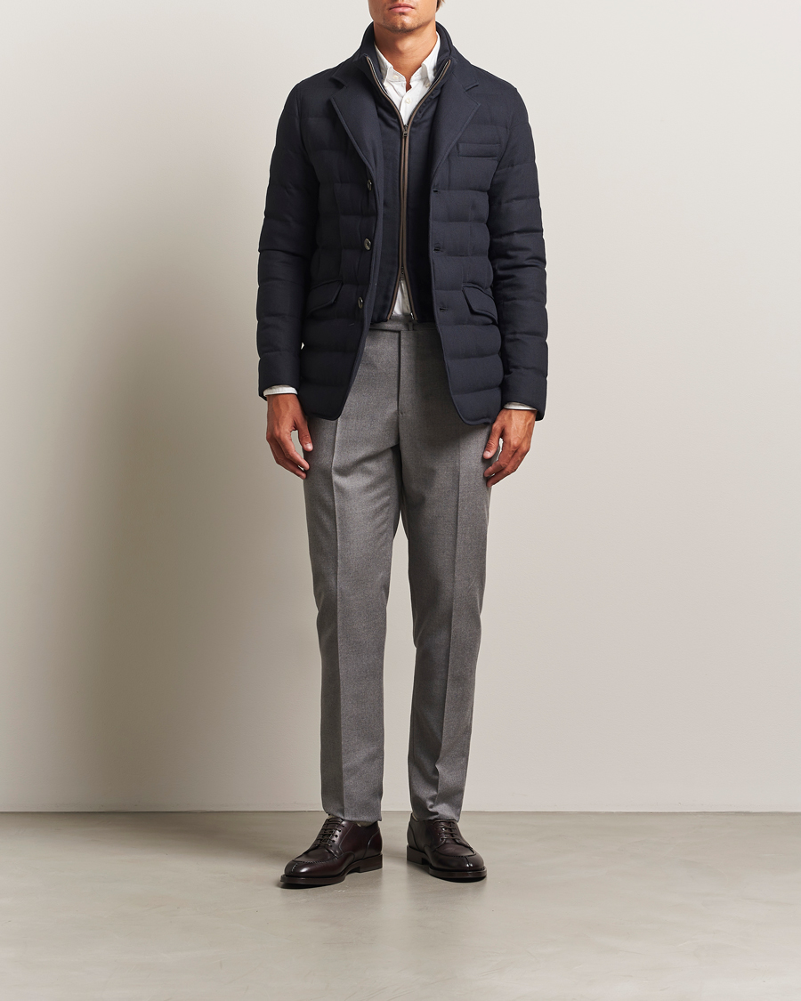 Mies | Housut | Incotex | Regular Fit Worsted Flannel Trousers Light Grey
