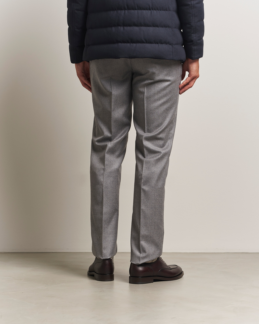 Mies | Housut | Incotex | Regular Fit Worsted Flannel Trousers Light Grey