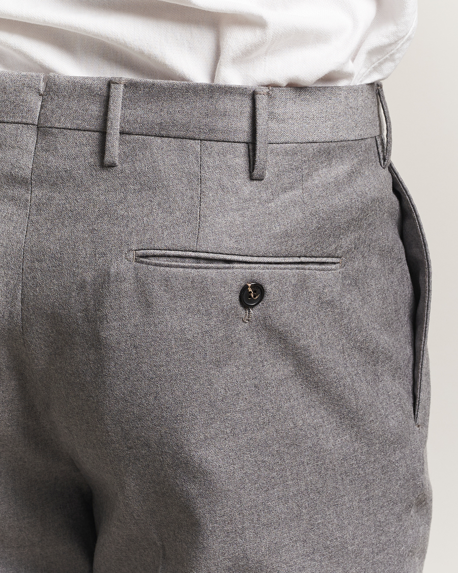 Mies | Housut | Incotex | Regular Fit Worsted Flannel Trousers Light Grey