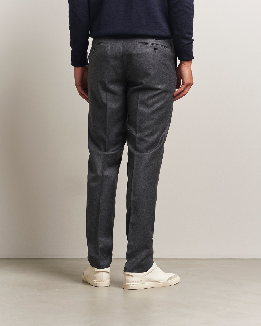 Mies | Housut | Incotex | Regular Fit Worsted Flannel Trousers Grey Melange